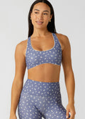 Blue Fleur Racer Back Sports Bra