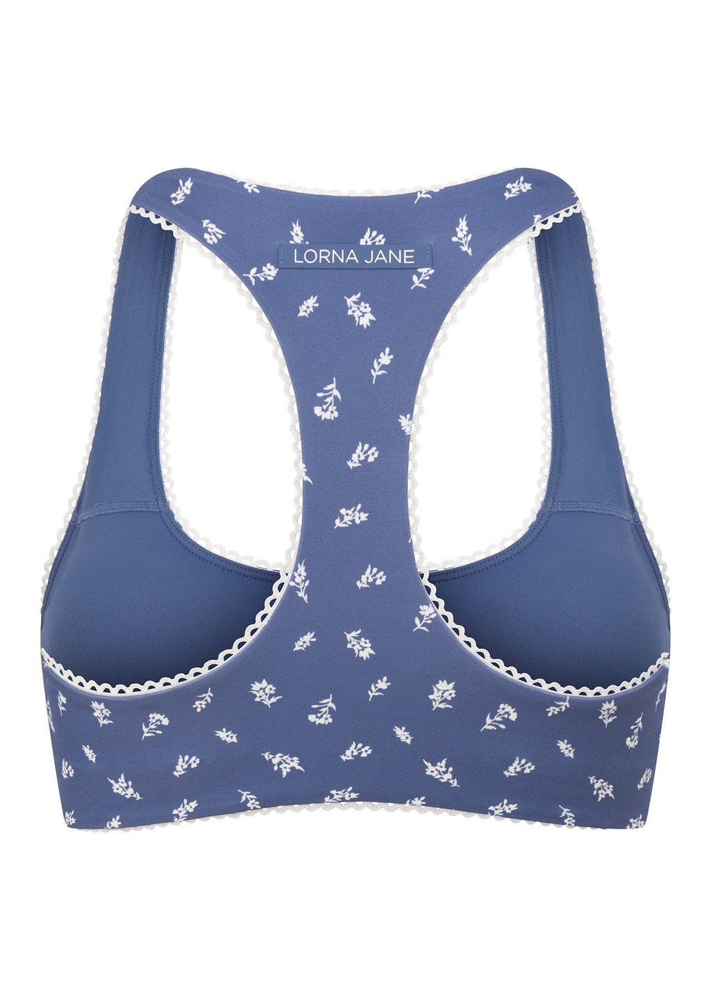 Blue Fleur Racer Back Sports Bra