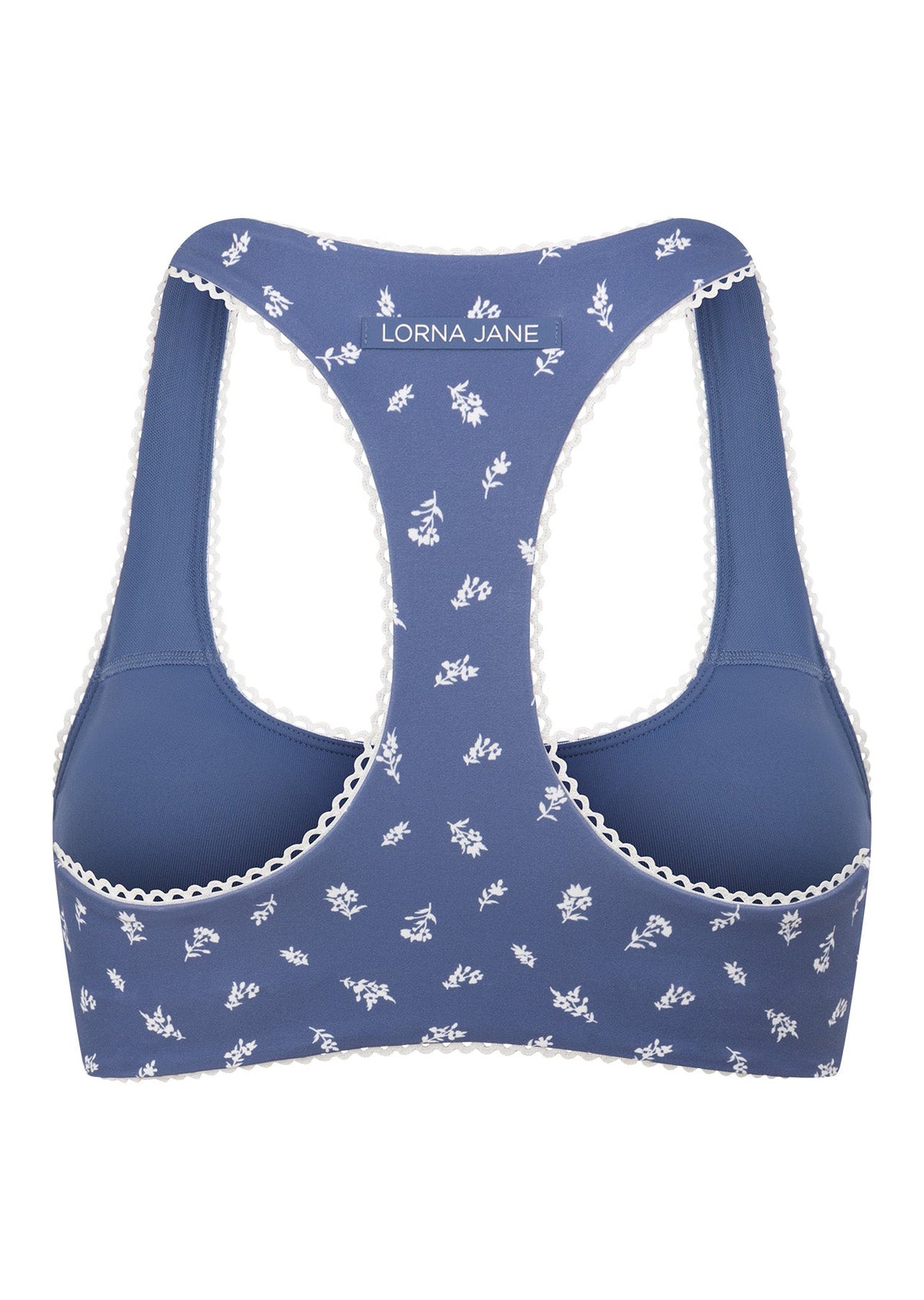 Blue Fleur Racer Back Sports Bra