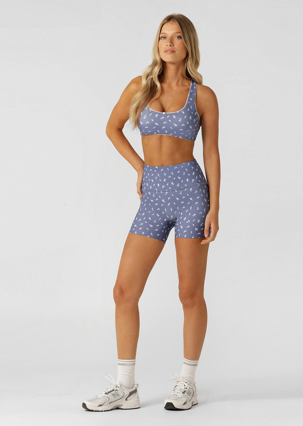 Blue Fleur Hi Fold No Ride 12cm Bike Shorts