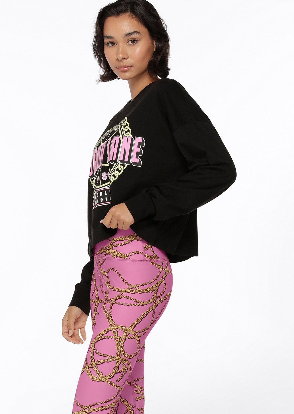 Chain Cropped Long Sleeve Top