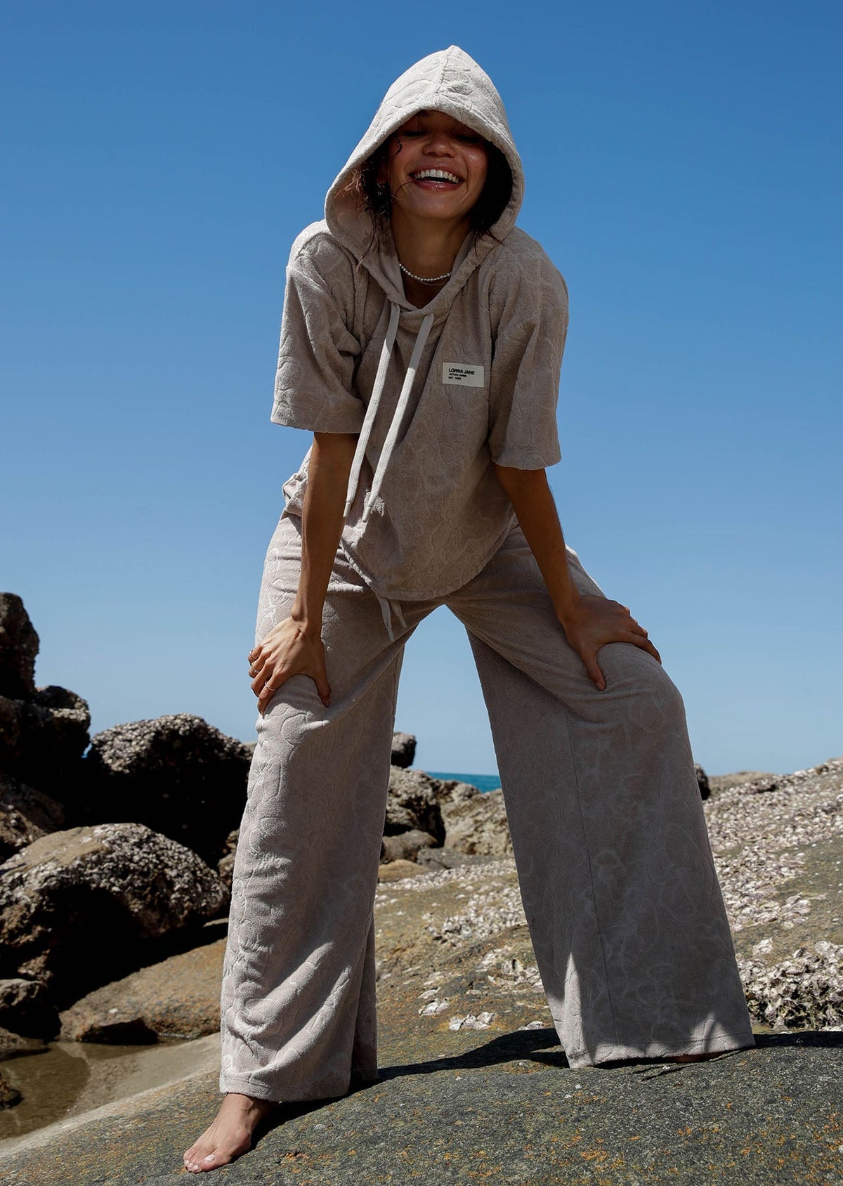 Hibiscus Towelling Hooded Tee