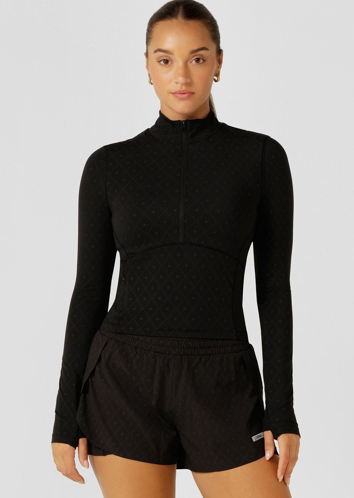 High Definition Reflective 1/2 Zip Long Sleeve Top