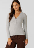 Henley Rib Long Sleeve Top