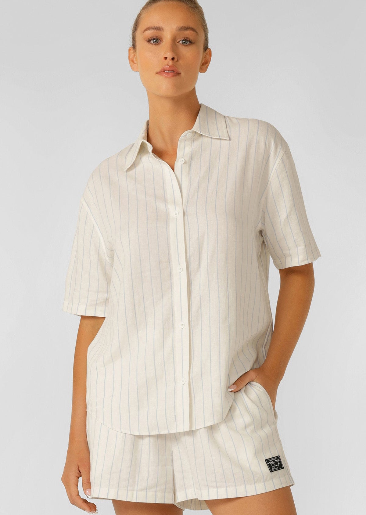 Preset Stripe Linen Short Sleeve Shirt