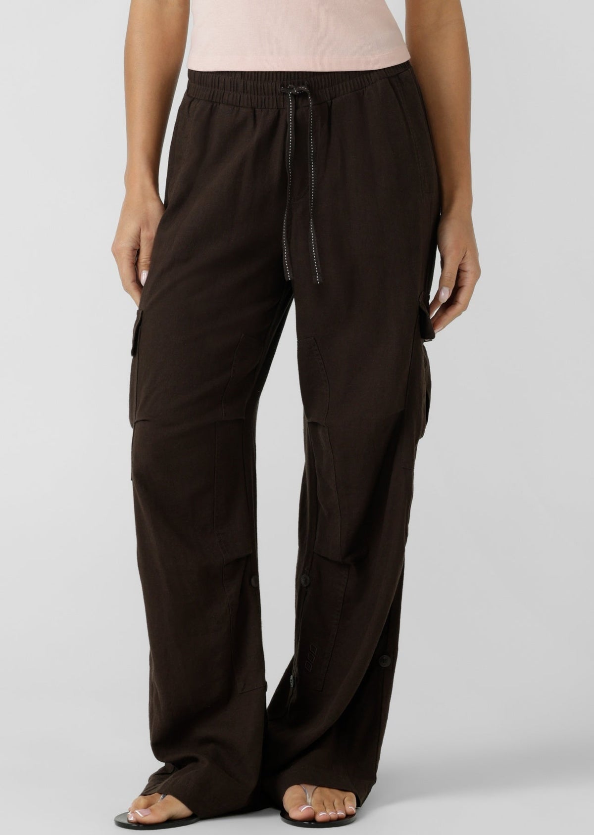 Linen Flashdance Wide Leg Cargo Pants