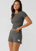 Modal Luxe Lounge Fold Waist Rib Kick Shorts