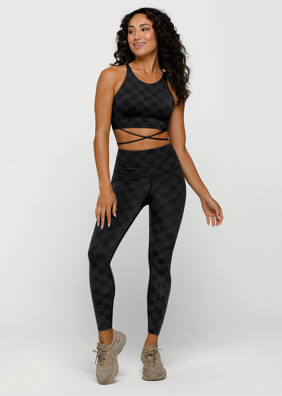 Checkerboard Long Line Bra