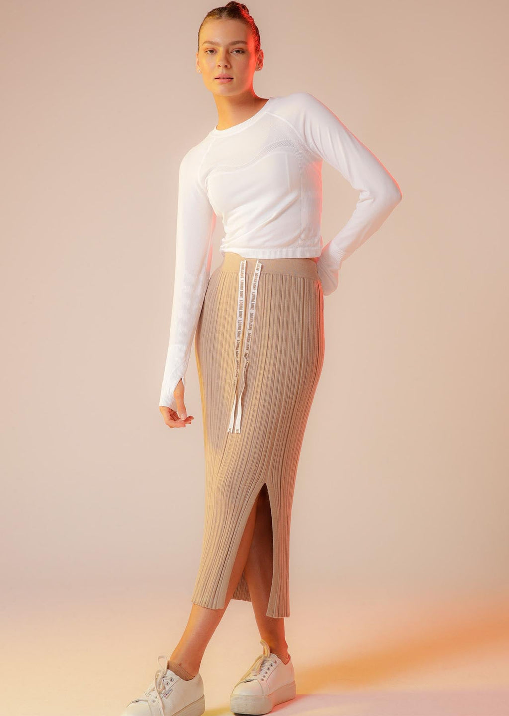 Knit Rib Midi Skirt