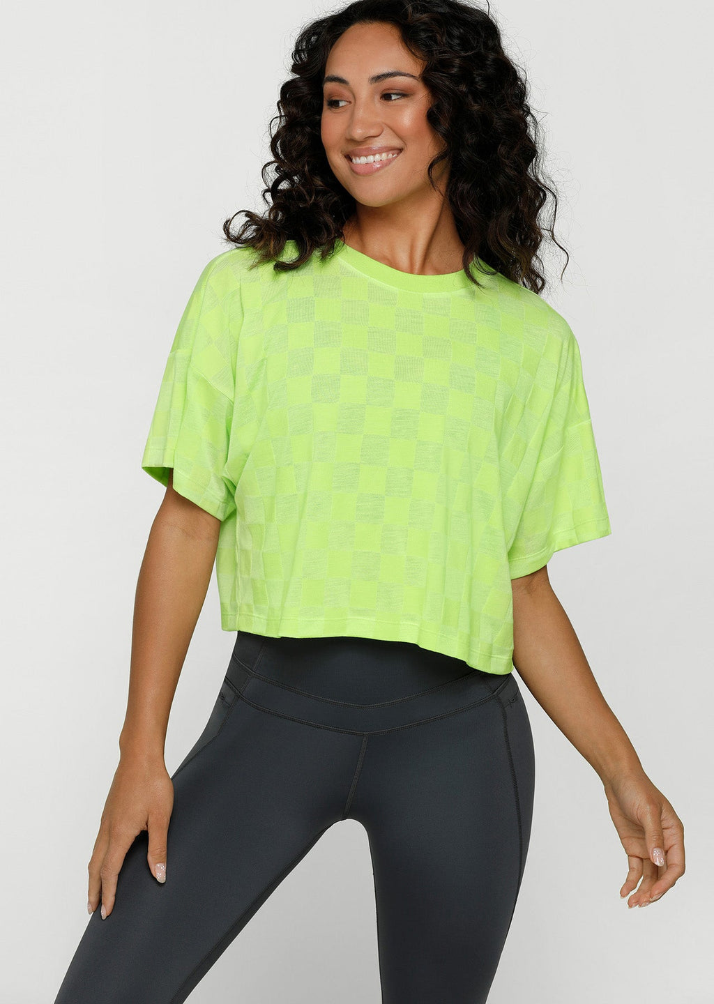 Checkerboard Burnout Cropped Tee