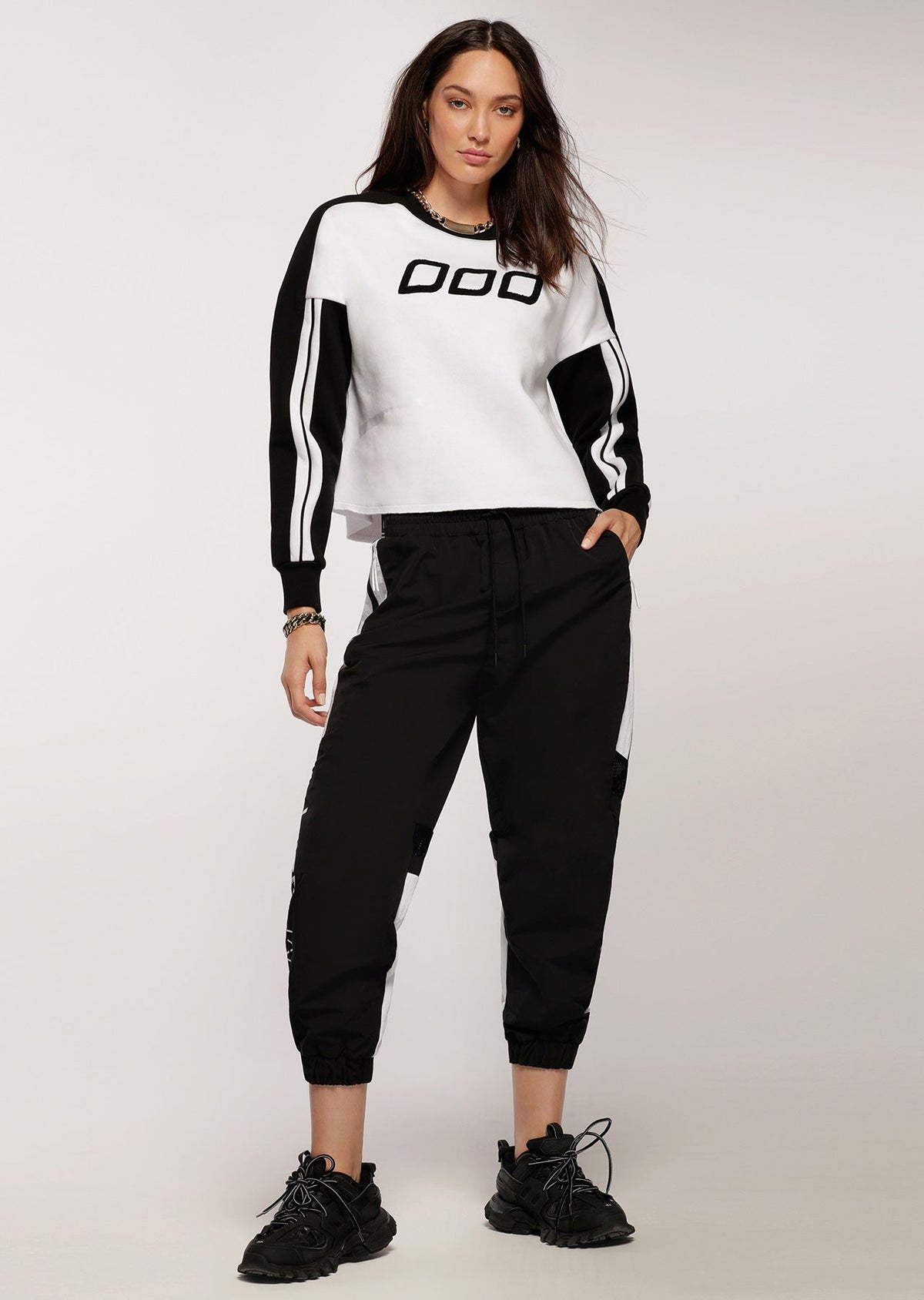 Colour Block Cropped Sweat