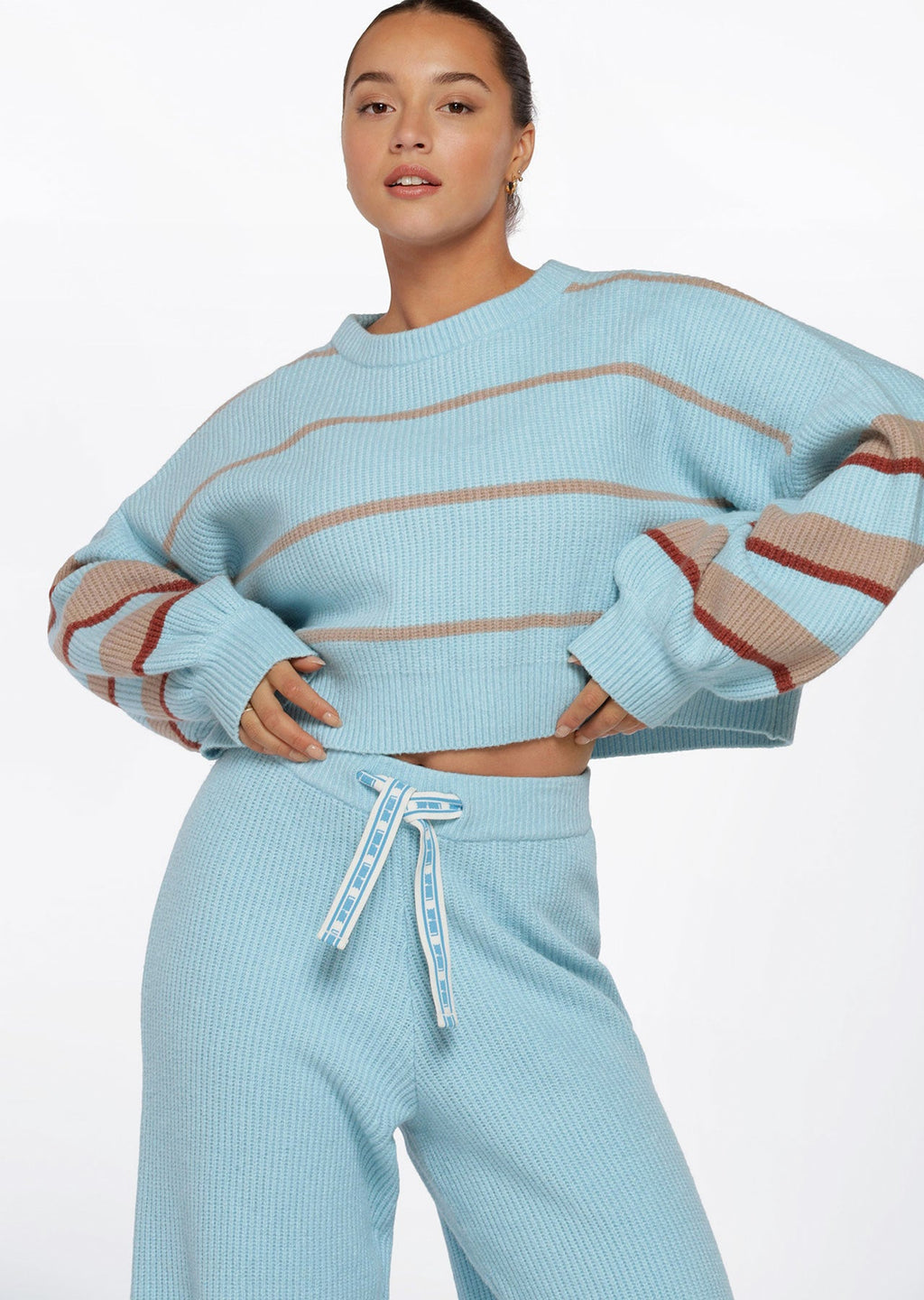 Merino Blend Cropped Stripe Knit