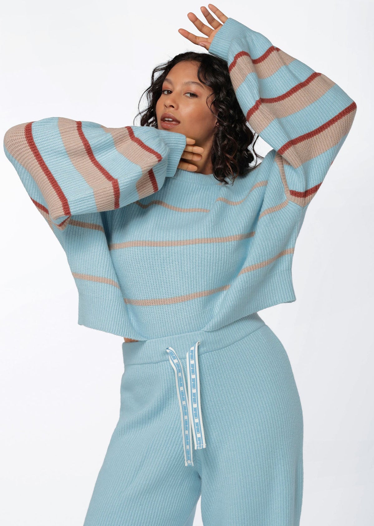 Merino Blend Cropped Stripe Knit