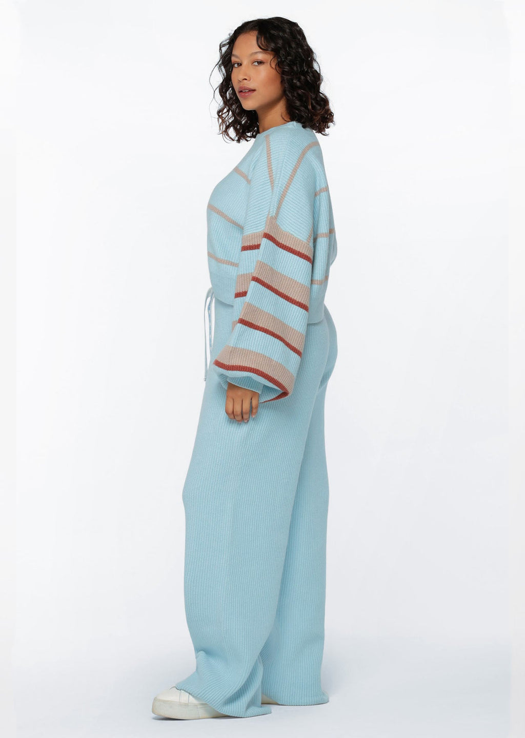 Merino Blend Cropped Stripe Knit