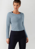 Open Back Cropped long Sleeve Top