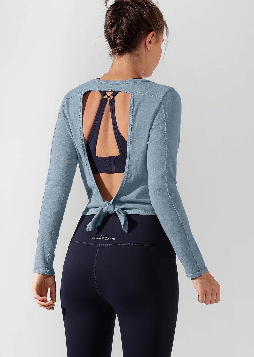 Open Back Cropped long Sleeve Top