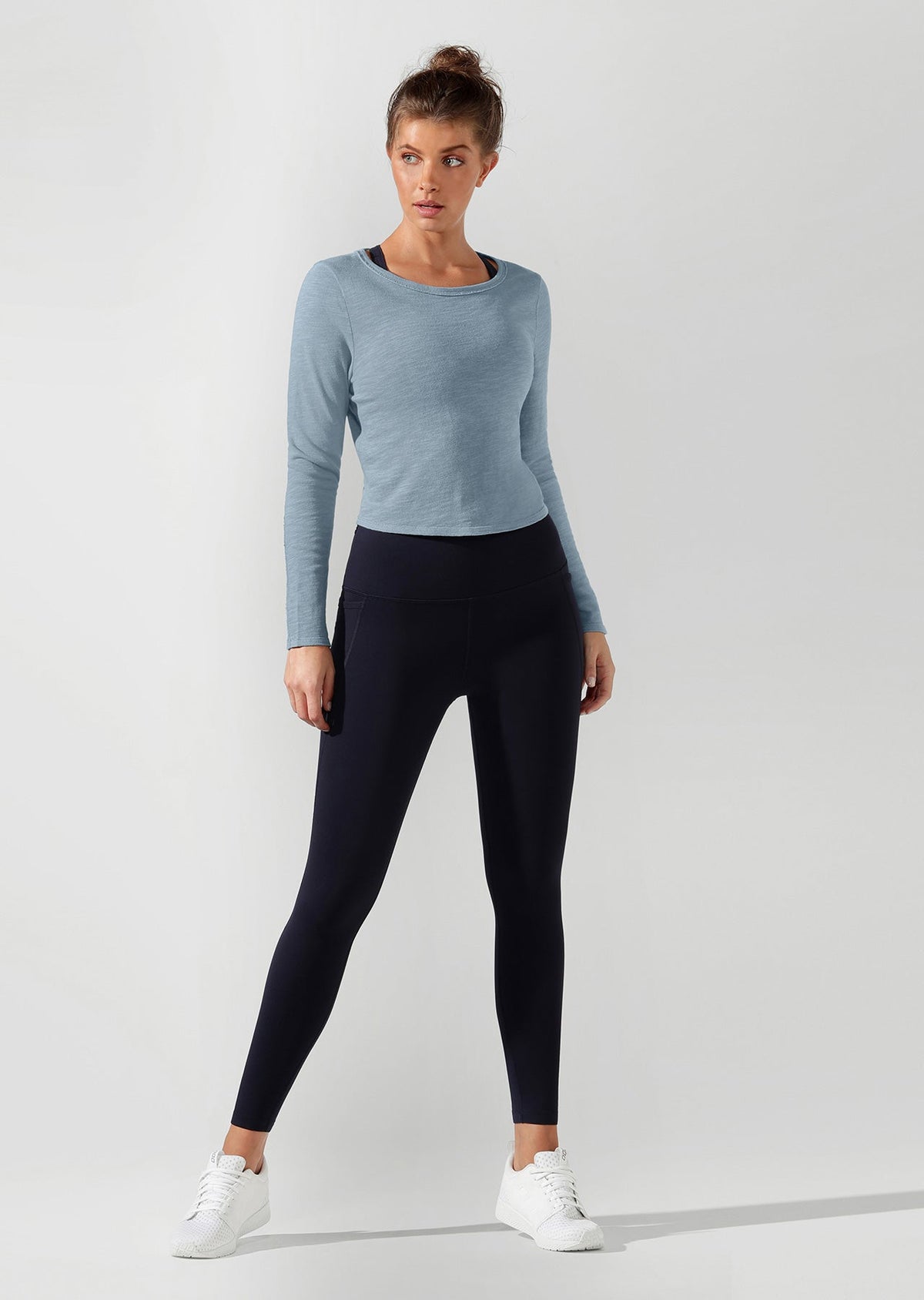 Open Back Cropped long Sleeve Top
