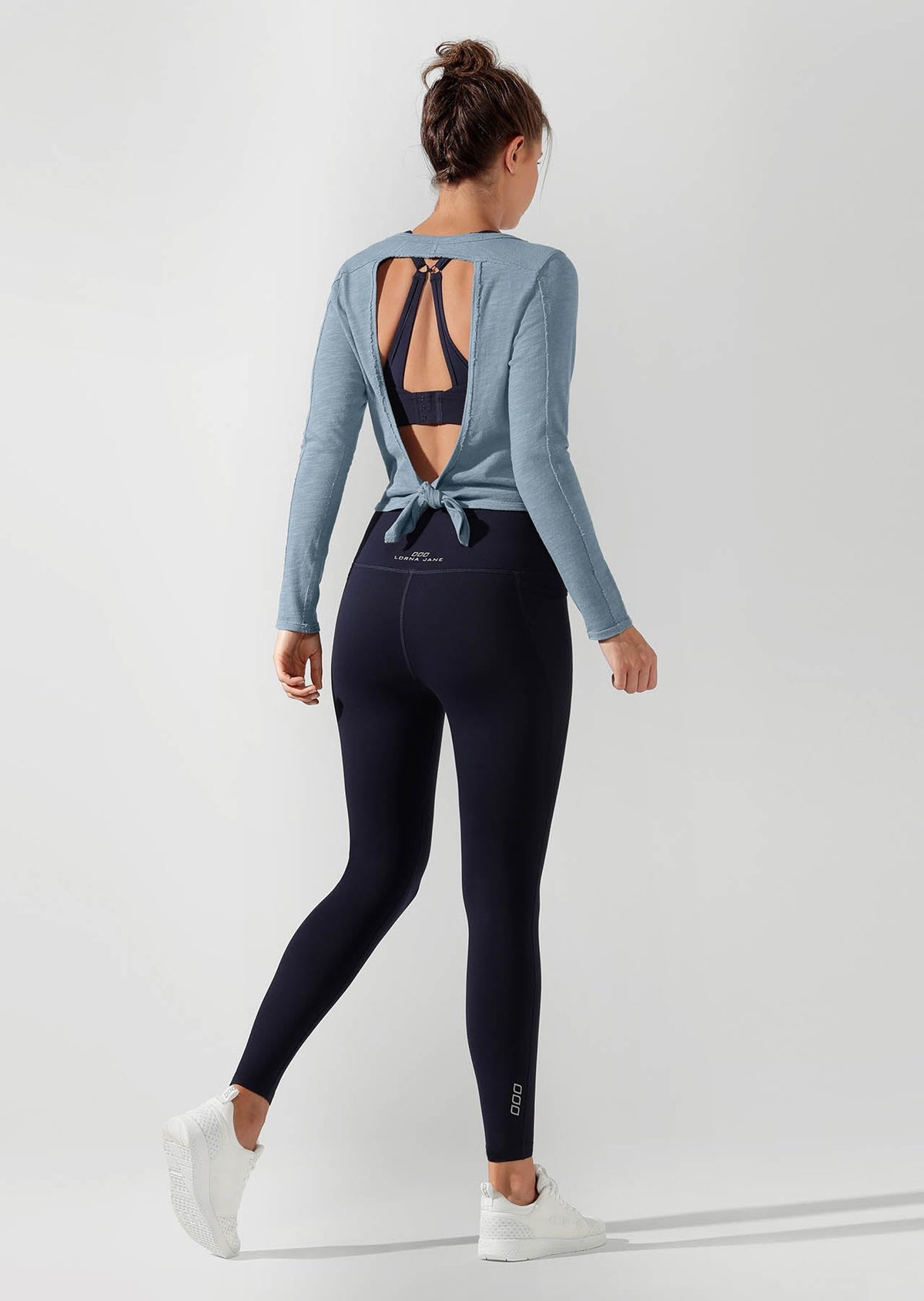Open Back Cropped long Sleeve Top